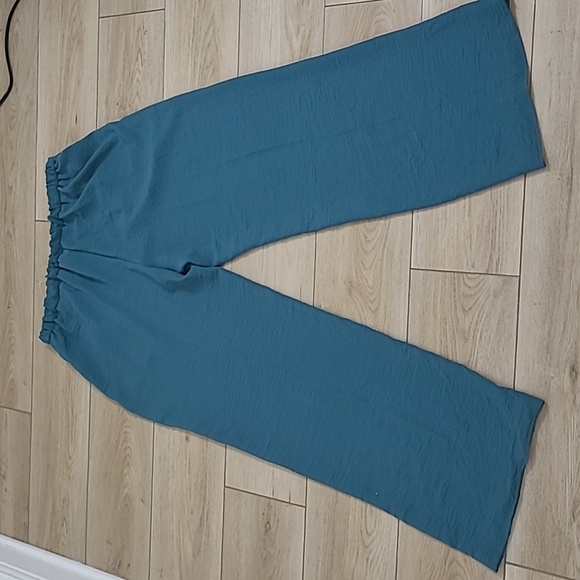 One By Chester One Elegant Blue Women's Pants High Rize Wide Leg Size M - Picture 5 of 5
